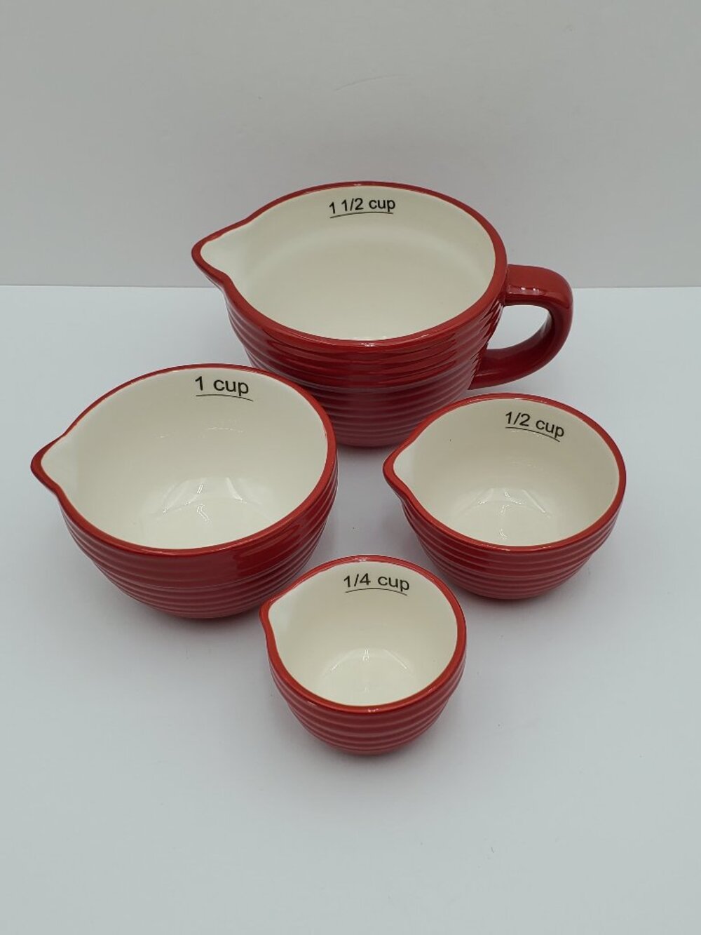 Ashland Red Measuring Cup Set Red & White Ribbed Nesting Measuring Cups